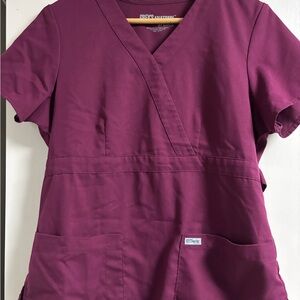 Women's Burgundy Short Sleeve scrub top by greys anatomy.